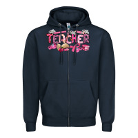 Navy breast cancer teacher Zipper Hoodie - Artiststas