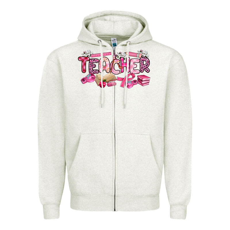 Breast Cancer Teacher Zipper Hoodie by Artiststas | Teevron