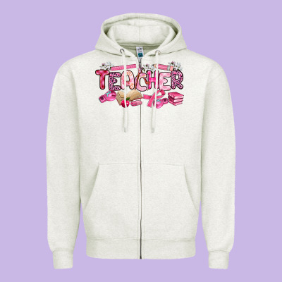 Breast Cancer Teacher Zipper Hoodie Designed By Artiststas