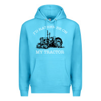 Ocean Blue I'D Rather Be On My Tractor Premium Hoodie - Bettercallsaul