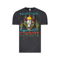 Vintage Black raising hell with the hippies and the cowboys Vintage Tee - Zillion Design Studio