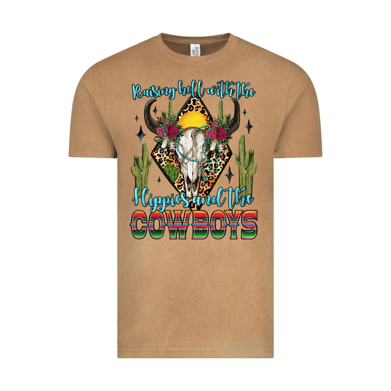 Raising Hell With The Hippies And The Cowboys Vintage Tee by Zillion Design Studio | Teevron