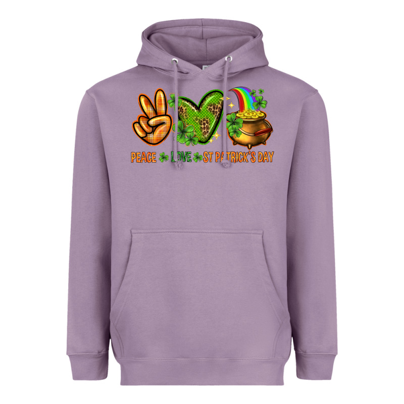 Peace Love St Patricks Day Heavyweight Hoodie by NancyCooperArtShop | Teevron
