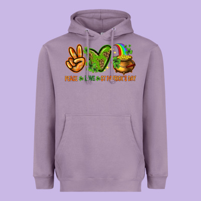 Peace Love St Patricks Day Heavyweight Hoodie Designed By Nancycooperartshop