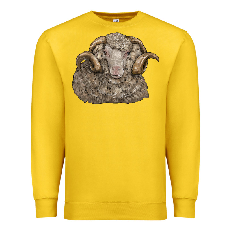 Merino Wool Sheep Head Premium Sweatshirt by LillyAllenDesigns | Teevron