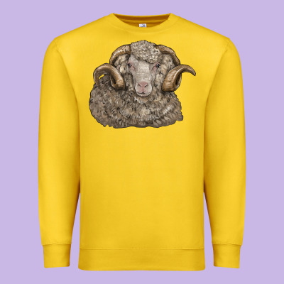 Merino Wool Sheep Head Premium Sweatshirt Designed By Lillyallendesigns