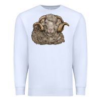 White merino wool sheep head Premium Sweatshirt - LillyAllenDesigns