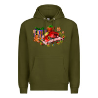 Army Green cowgirl hat with gifts and cookies Premium Hoodie - AdoDesignShop