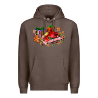 Coffee cowgirl hat with gifts and cookies Premium Hoodie - AdoDesignShop