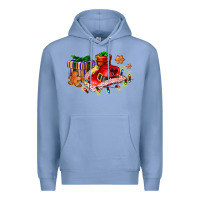 Colony Blue cowgirl hat with gifts and cookies Premium Hoodie - AdoDesignShop