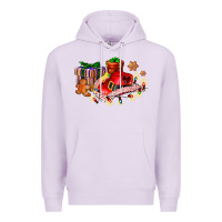 Lilac cowgirl hat with gifts and cookies Premium Hoodie - AdoDesignShop