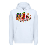 White cowgirl hat with gifts and cookies Premium Hoodie - AdoDesignShop