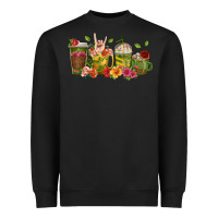 Black floral hustler coffee cups Heavyweight Sweatshirt - texasbilliewilder