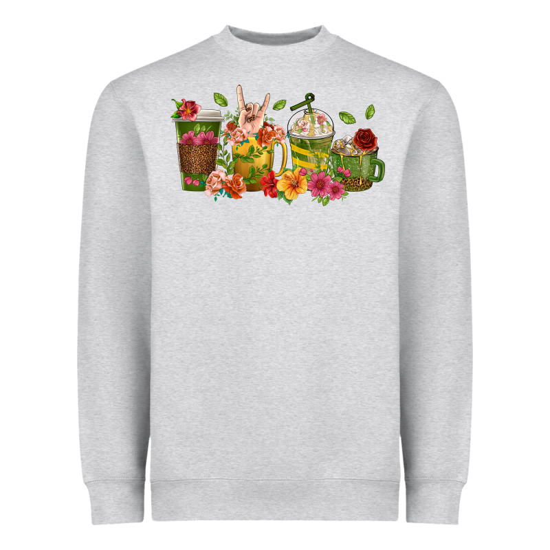 Floral Hustler Coffee Cups Heavyweight Sweatshirt by texasbilliewilder | Teevron