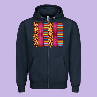 Pink Leopard Serape Brush Strokes Zipper Hoodie Designed By Bettercallsaul