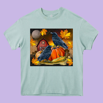 Fall Crow Heavy Core Tee Designed By Lillyallendesigns