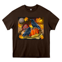 Chocolate Brown Fall Crow Heavy Core Tee - LillyAllenDesigns
