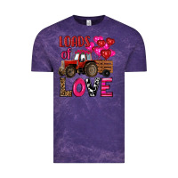 Cloud Purple valentine's day loads of love tractor with pin heart balloons Vintage Tee - RanaPortraitStore