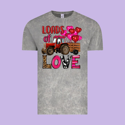 Vintage Tee valentine's day loads of love tractor with pin heart balloons