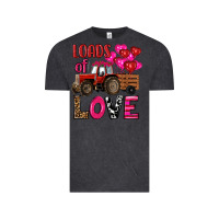 Vintage Black valentine's day loads of love tractor with pin heart balloons Vintage Tee - RanaPortraitStore