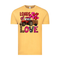 Vintage Mustard valentine's day loads of love tractor with pin heart balloons Vintage Tee - RanaPortraitStore