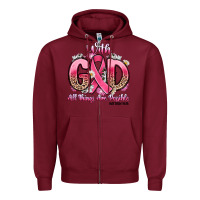 Burgundy breast cancer with god all things are possible Zipper Hoodie - Artiststas