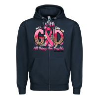 Navy breast cancer with god all things are possible Zipper Hoodie - Artiststas