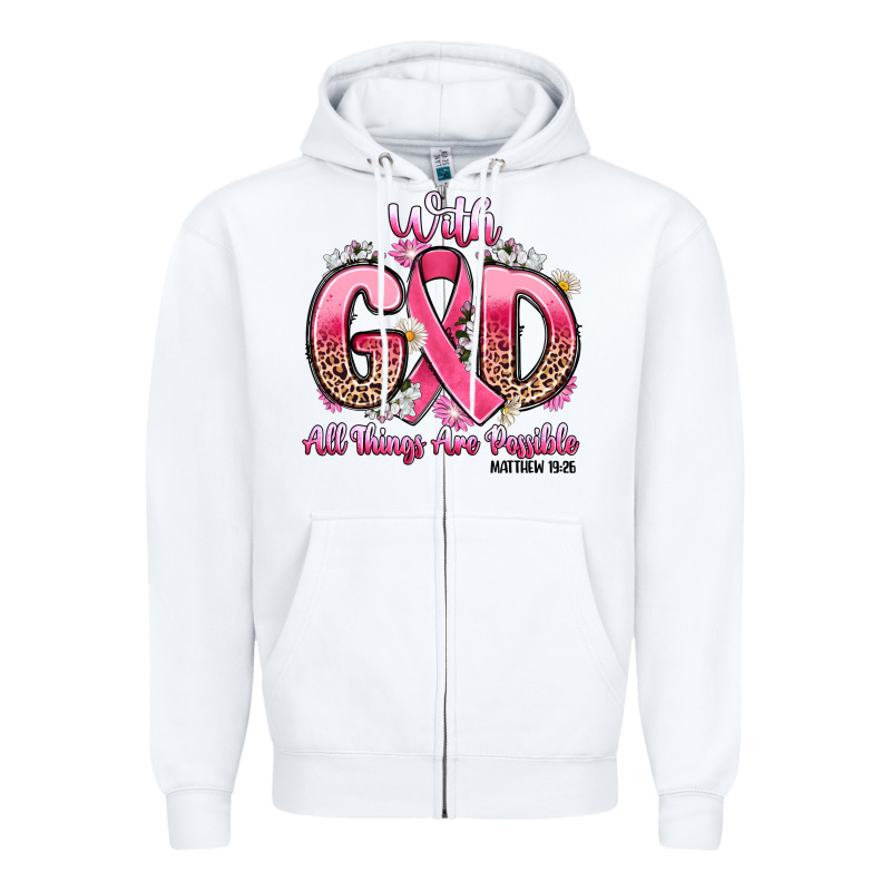 Breast Cancer With God All Things Are Possible Zipper Hoodie by Artiststas | Teevron