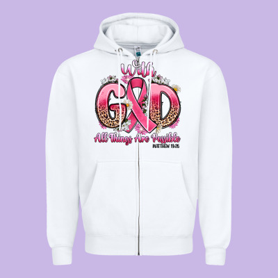 Breast Cancer With God All Things Are Possible Zipper Hoodie Designed By Artiststas