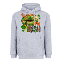 Heather Grey kiss me im irish with lip Heavyweight Hoodie - NancyCooperArtShop