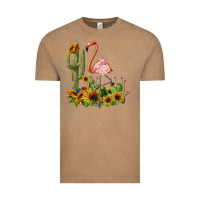 Vintage Coffee flamingo with cactus and sunflowers Vintage Tee - BarkalooDesign