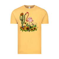 Vintage Mustard flamingo with cactus and sunflowers Vintage Tee - BarkalooDesign