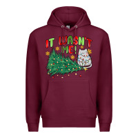 Burgundy it wasn't me! christmas cat Premium Hoodie - MaliasSmallBusiness