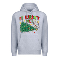 Heather Grey it wasn't me! christmas cat Premium Hoodie - MaliasSmallBusiness
