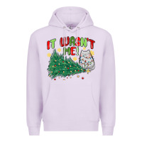 Lilac it wasn't me! christmas cat Premium Hoodie - MaliasSmallBusiness