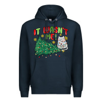 Navy it wasn't me! christmas cat Premium Hoodie - MaliasSmallBusiness