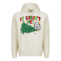 Oatmeal Heather it wasn't me! christmas cat Premium Hoodie - MaliasSmallBusiness