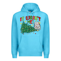 Ocean Blue it wasn't me! christmas cat Premium Hoodie - MaliasSmallBusiness