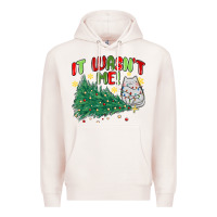 Pale Pink it wasn't me! christmas cat Premium Hoodie - MaliasSmallBusiness
