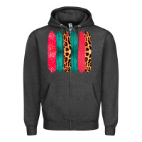 Charcoal Heather Colored Leopard and Wood Patterned Western Brush Strokes Zipper Hoodie - Bettercallsaul
