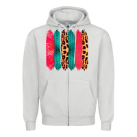 Dove Grey Colored Leopard and Wood Patterned Western Brush Strokes Zipper Hoodie - Bettercallsaul