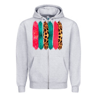 Heather Grey Colored Leopard and Wood Patterned Western Brush Strokes Zipper Hoodie - Bettercallsaul