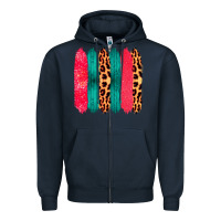 Navy Colored Leopard and Wood Patterned Western Brush Strokes Zipper Hoodie - Bettercallsaul