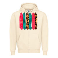 Sandshell Colored Leopard and Wood Patterned Western Brush Strokes Zipper Hoodie - Bettercallsaul