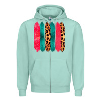 Seafoam Colored Leopard and Wood Patterned Western Brush Strokes Zipper Hoodie - Bettercallsaul
