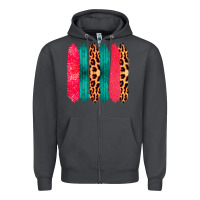 Smoke Colored Leopard and Wood Patterned Western Brush Strokes Zipper Hoodie - Bettercallsaul