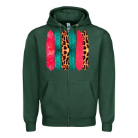 Colored Leopard And Wood Patterned Western Brush Strokes Zipper Hoodie | Teevron