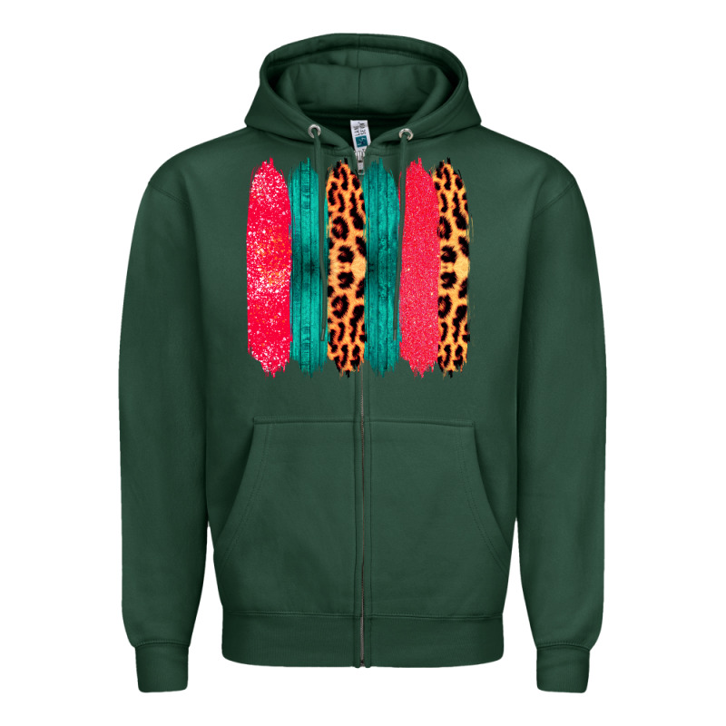 Colored Leopard And Wood Patterned Western Brush Strokes Zipper Hoodie by Bettercallsaul | Teevron