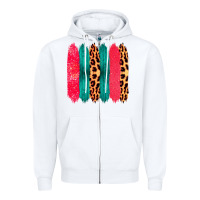 White Colored Leopard and Wood Patterned Western Brush Strokes Zipper Hoodie - Bettercallsaul