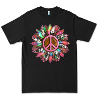 Black sunflower and tie dye with peace sign Premium Tee - Artiststas